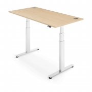 iLohas 2+ Dual Motor Extra Height Electric Height Adjustable Standing Desk, Portholes, White / Oak / 120 x 80 cm – Ergonomic Furniture – iLohas@home