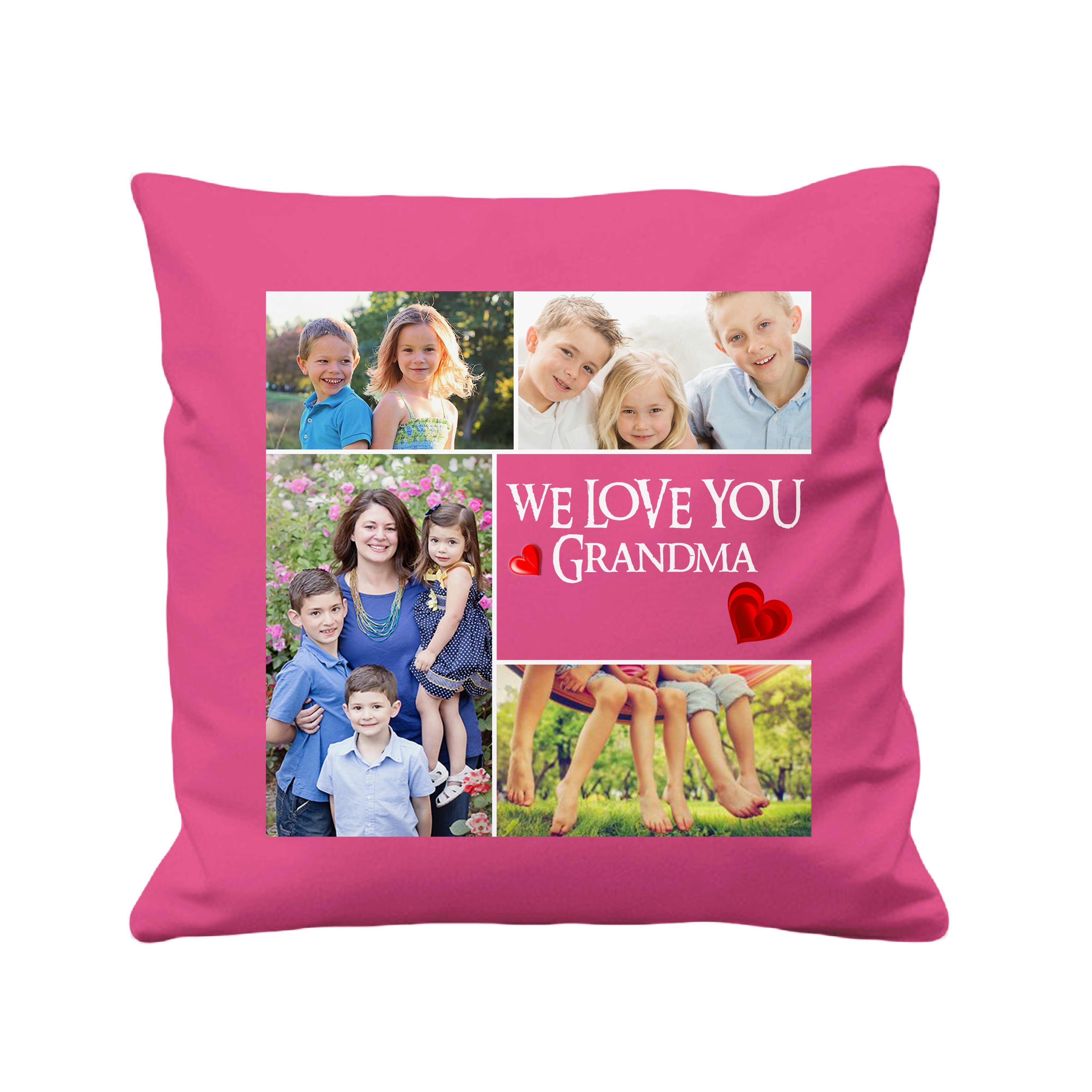 Personalized Photo Collage Family – Cushion Cover – 41 x 41 cm, White – Ai Printing