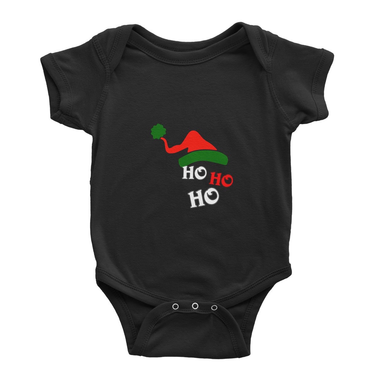 Santa Ho Ho Ho- Baby Bodysuit, Black – Ai Printing