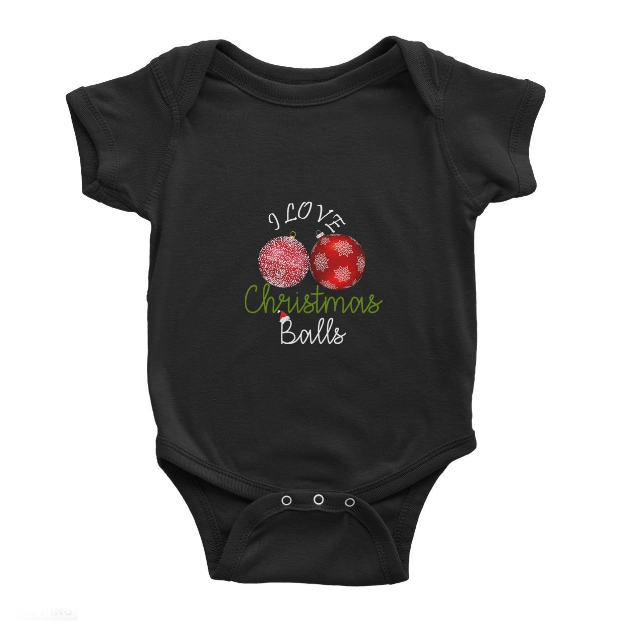 I Love Christmas Ball – Baby Bodysuit, Black – Ai Printing