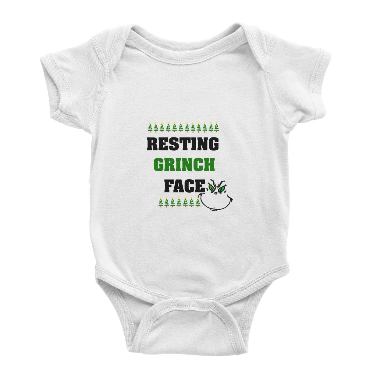 Resting Grinch Face – Baby Bodysuit, White – Ai Printing