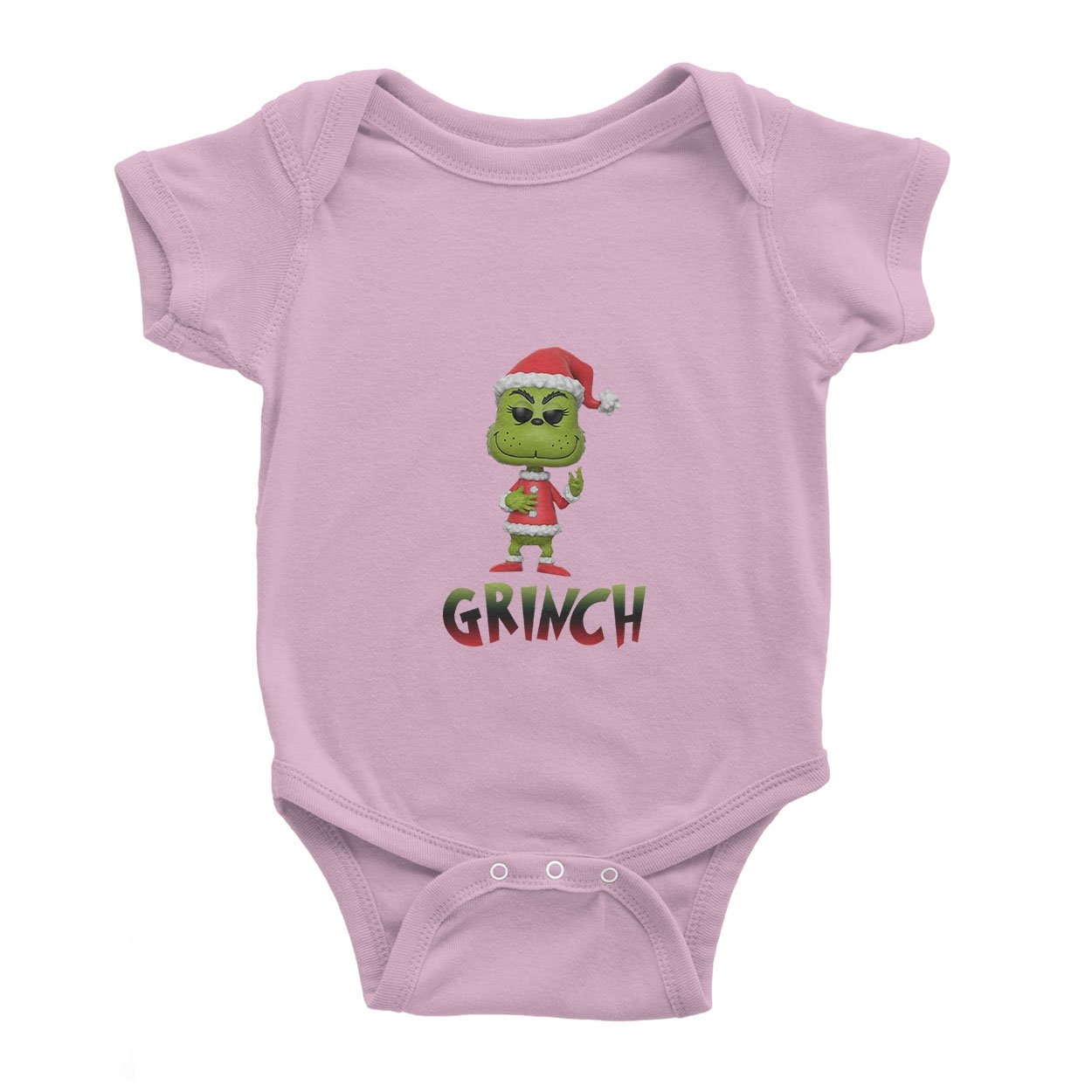 Christmas Grinch Santa hat – Baby Bodysuit, Baby Pink – Ai Printing