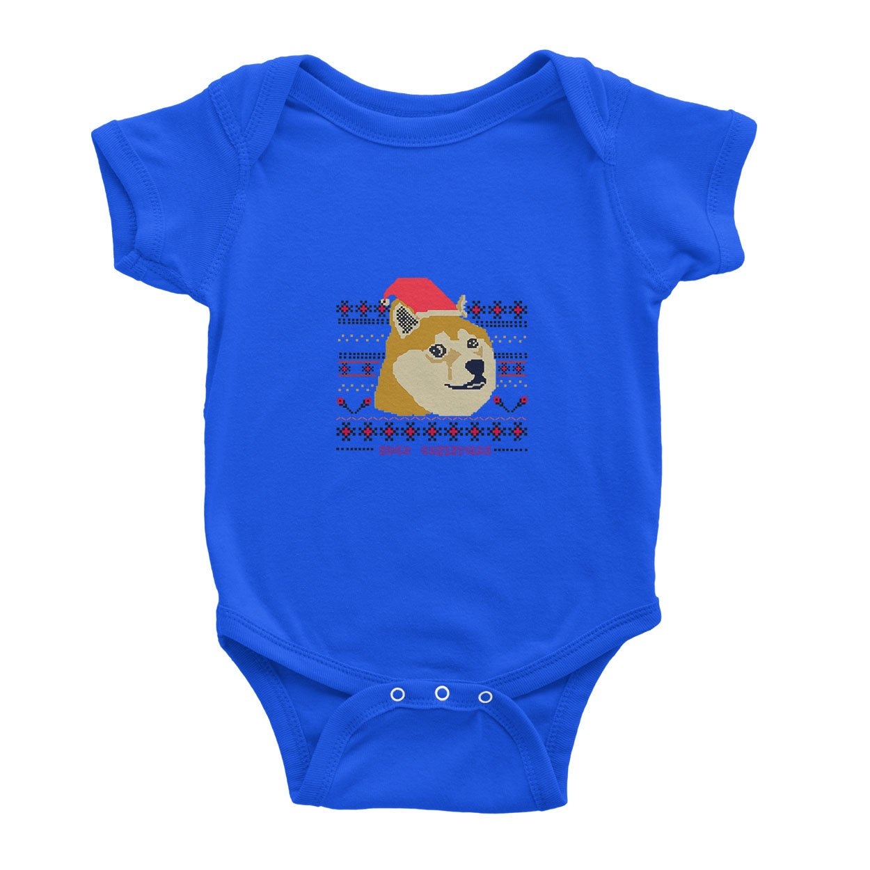 Christmas Doge Wow- Baby Bodysuit, Royal Blue – Ai Printing