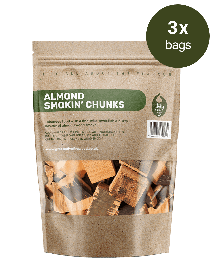 Almond Smokin’ Chunks – 3 Packs – Smokin’ – Green Olive Firewood