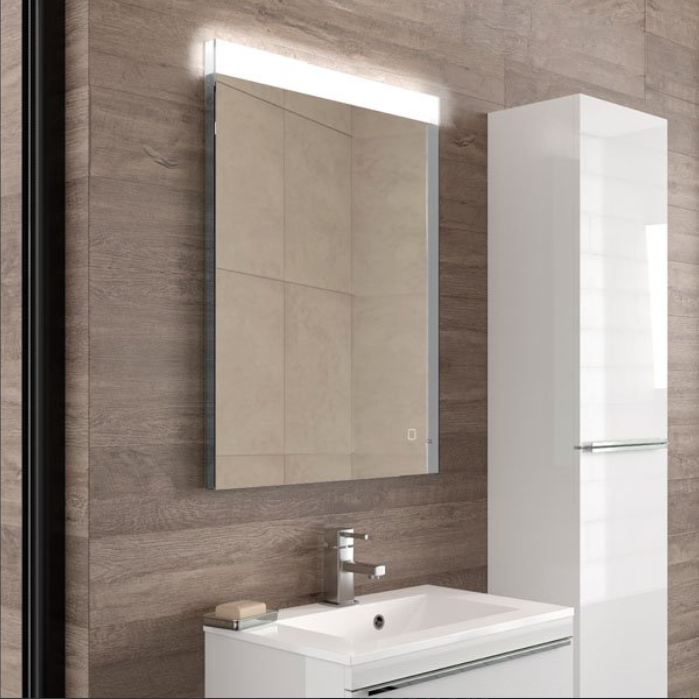 HiB Alpine – Rectangular LED Illuminated Bathroom Mirror – Alpine 60: H80 x W60 x D3cm – HiB LED Illuminated Bathroom Mirrors – Stylishly