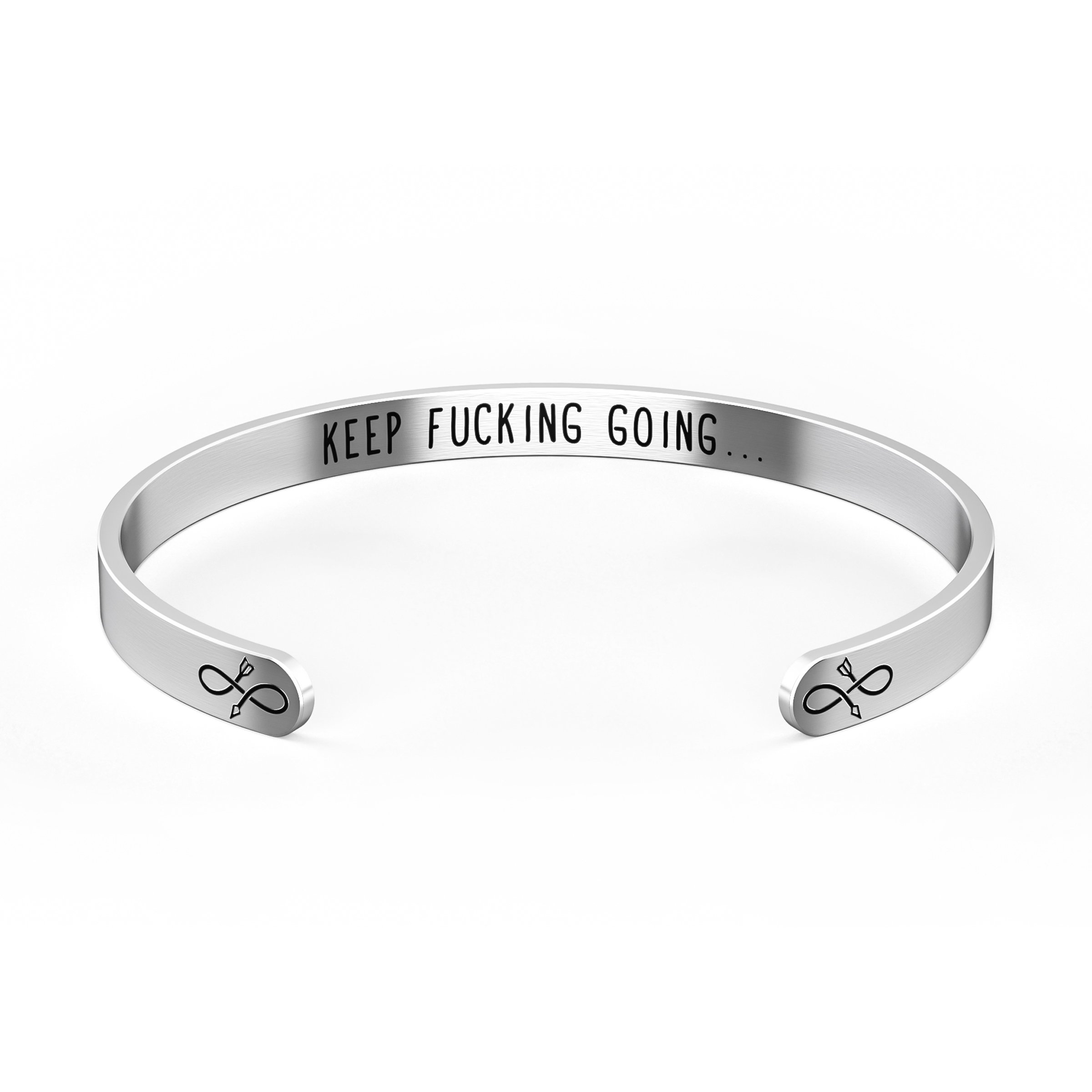 Infinity Arrow Bracelet With “Keep Funking Going…” – Stainless Steel – Happy Kisses