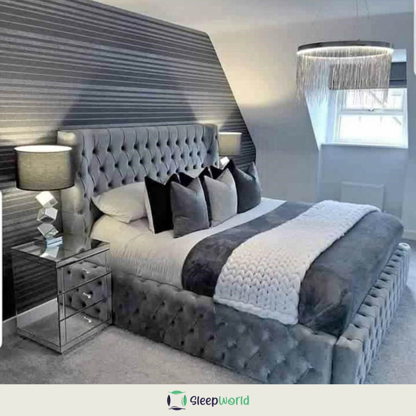 Ambassador Bed – King – 5FT – Gas Lift Ottoman Base – Optional Mattress – Upholstered – Sleep World Furniture
