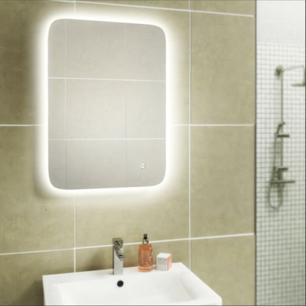 HiB Ambience – Rectangular LED Illuminated Bathroom Mirror – Ambience 50: H70 x W50 x D4cm – HiB LED Illuminated Bathroom Mirrors – Stylishly