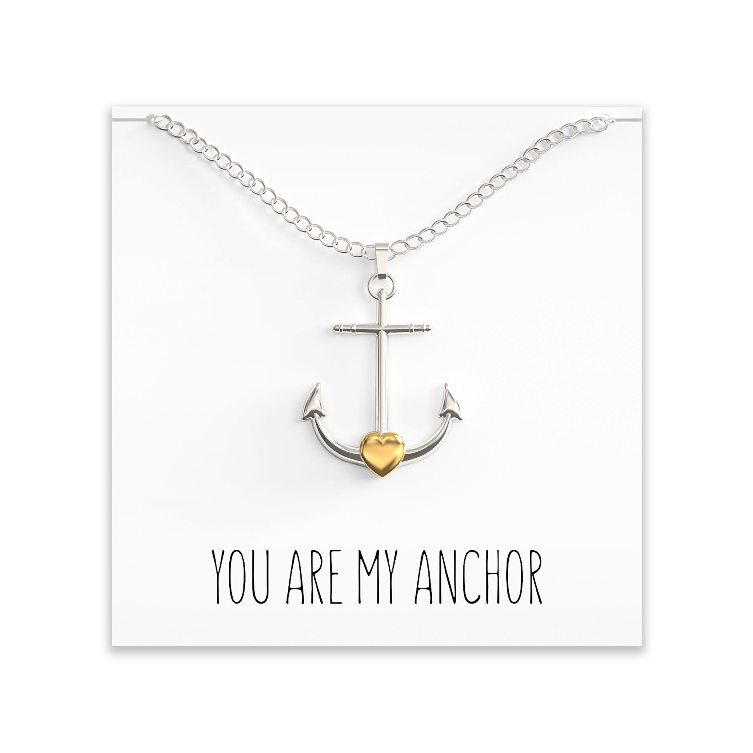 Anchor Necklace – Nautical Charm – Pendant With Cute Message Card – Happy Kisses