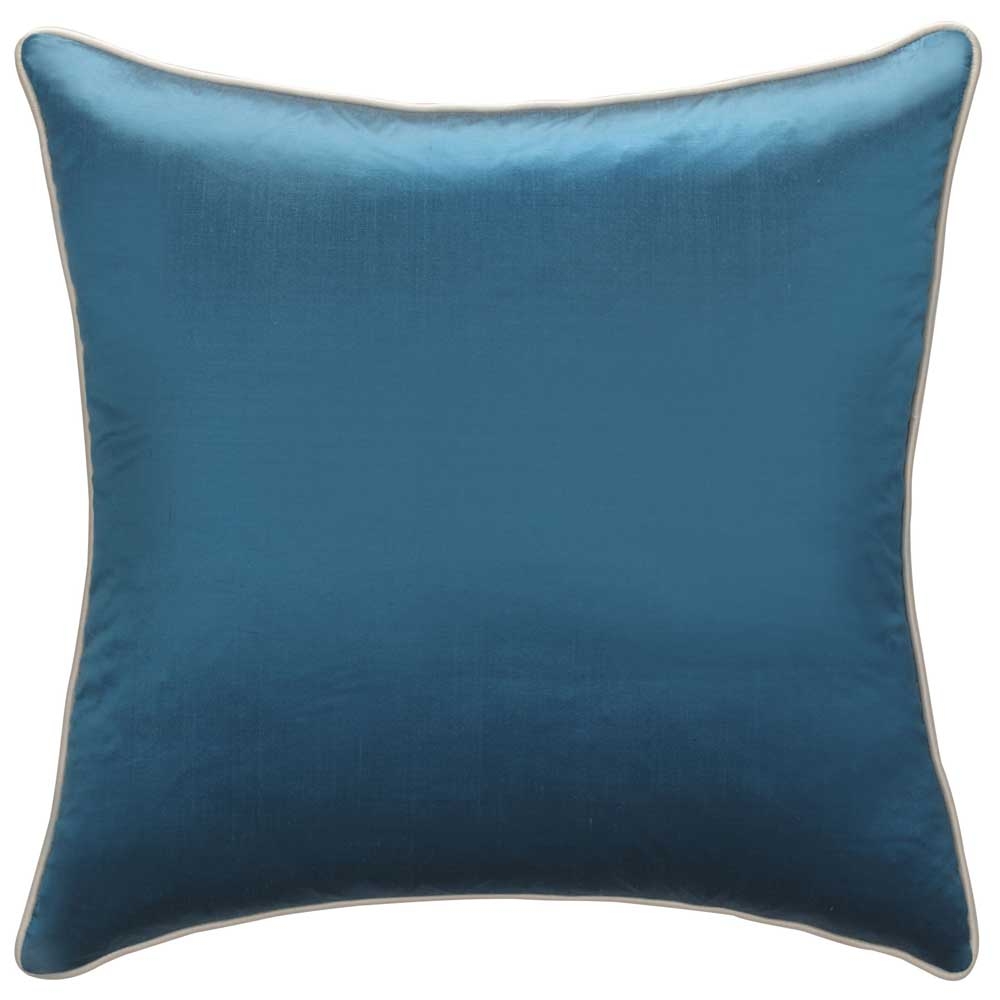 Andrew Martin – Markham Peacock Cushion – Turquoise / White – Silk / Duck Feathers  –