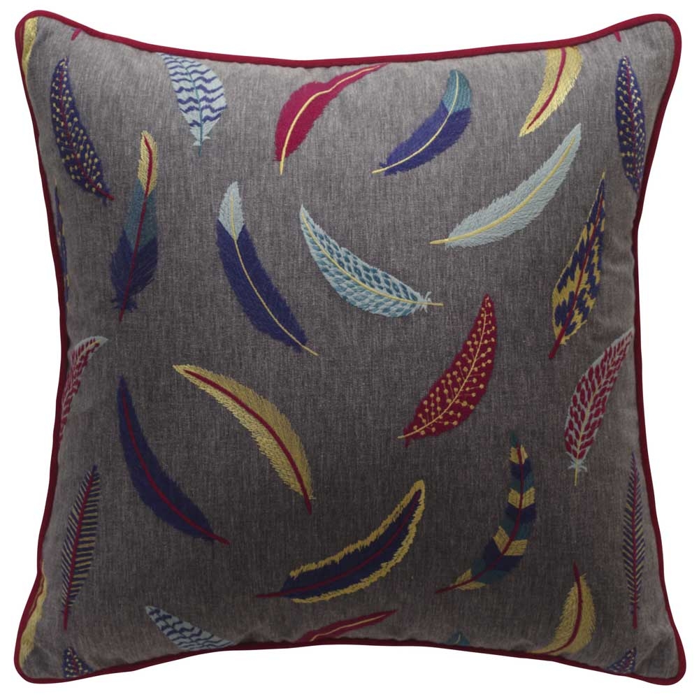 Andrew Martin – Plume Multi Cushion – Grey / Blue / Red – Duck Feathers  –