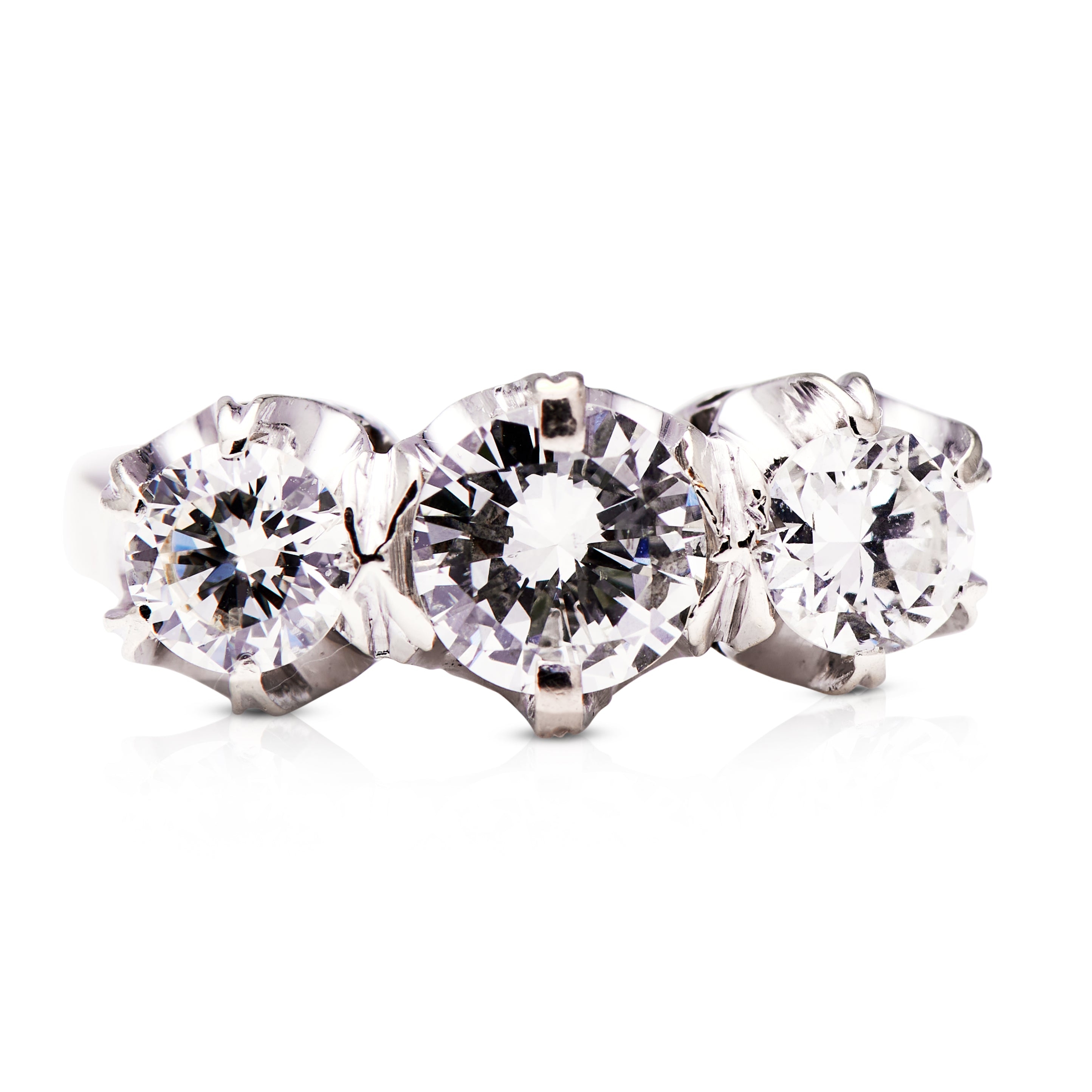 Three Stone | Vintage, Platinum, Diamond Ring – Vintage Ring – Antique Ring Boutique