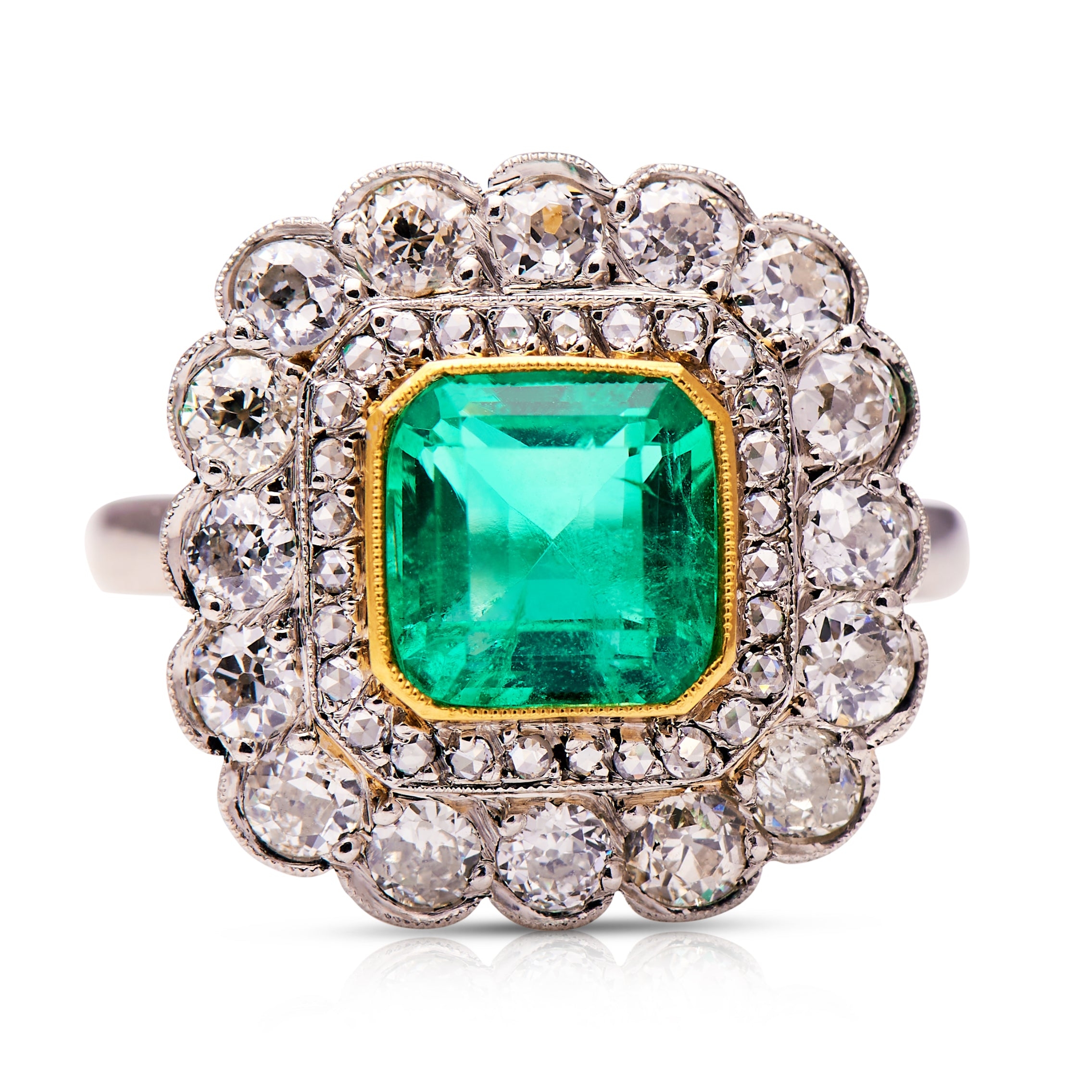 Art Deco, 1920s, Platinum, Emerald and Diamond Ring – Vintage Ring – Antique Ring Boutique