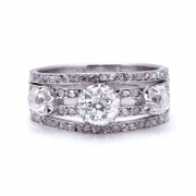 Art Deco, 18ct White Gold, Three-Stone Diamond Ring – Vintage Ring – Antique Ring Boutique