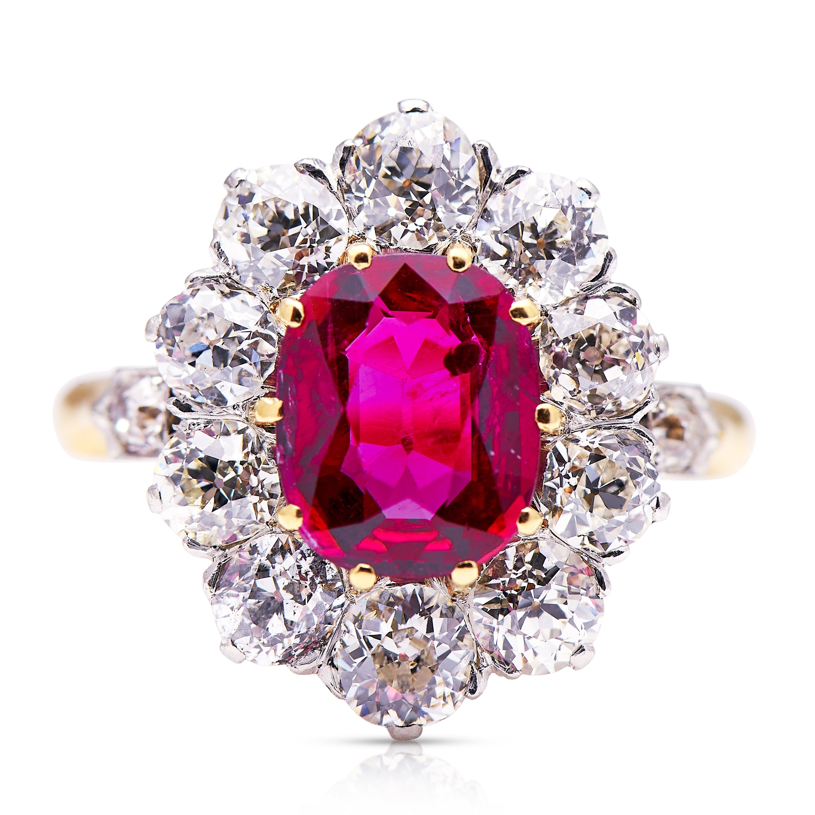 Antique | Edwardian, Ruby and Diamond Cluster Ring – Vintage Ring – Antique Ring Boutique