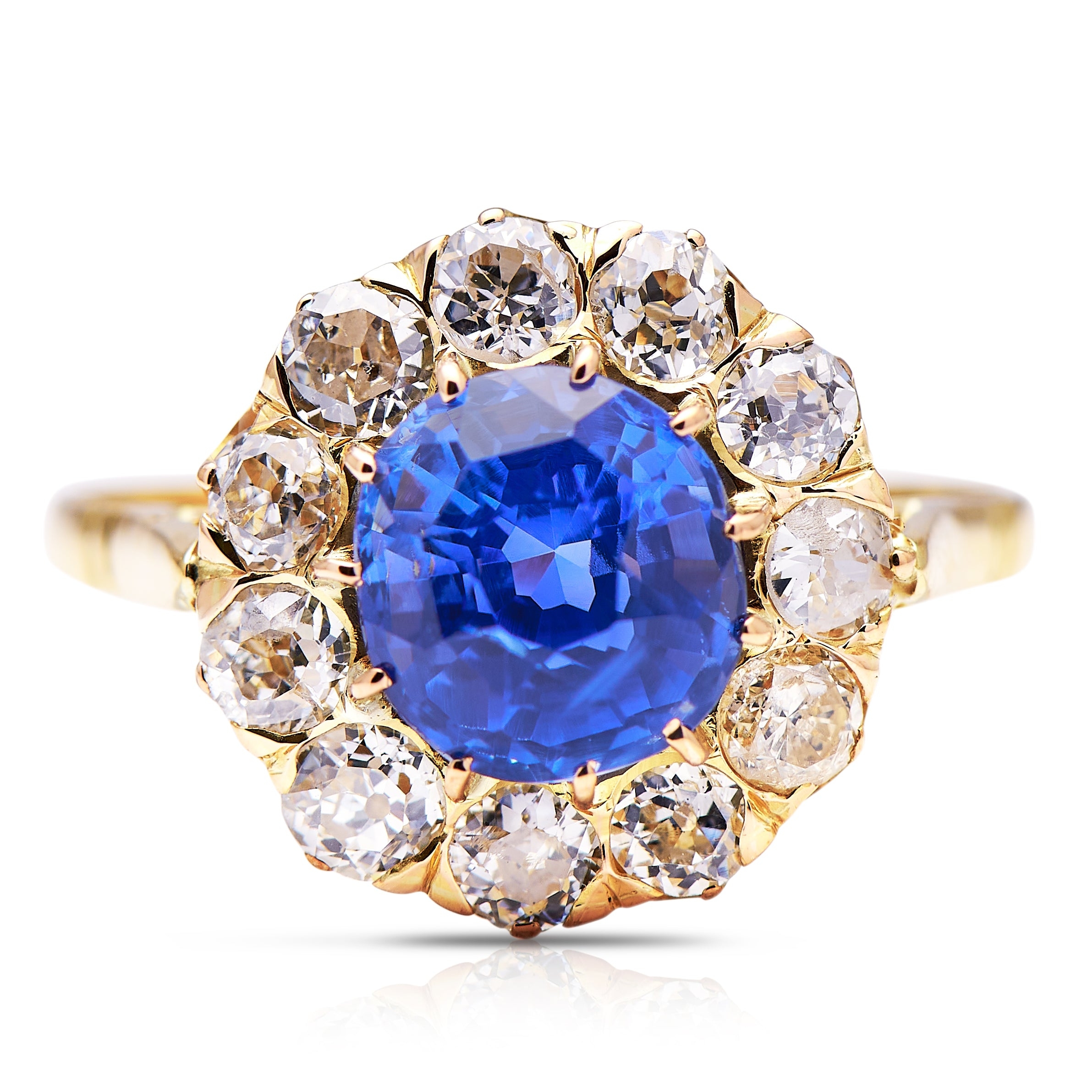 Antique | Edwardian, Ceylon Sapphire and Diamond Cluster Ring – Vintage Ring – Antique Ring Boutique