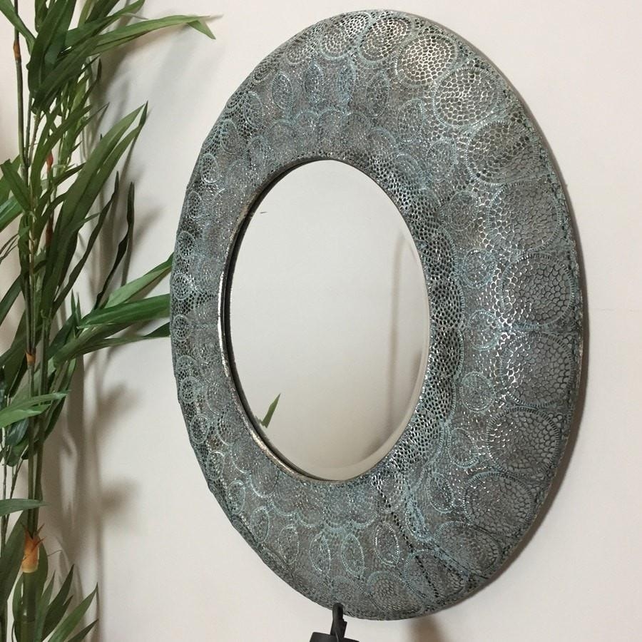Antiqued Filigree Metal Wall Mirror
