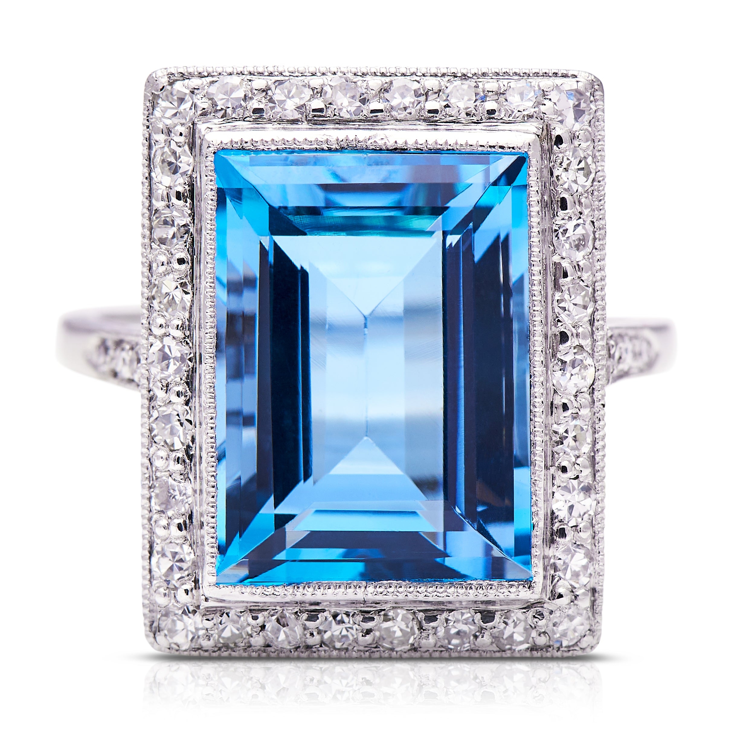 Exceptional, Art Deco, Platinum, Aquamarine and Diamond Ring – Vintage Ring – Antique Ring Boutique