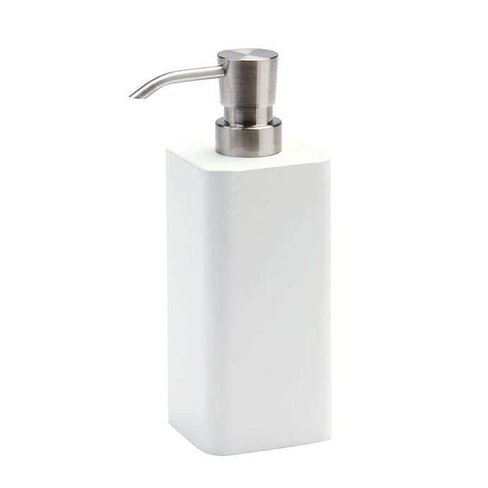 Aquanova – Ona Soap Dispenser – White – White / Silver – Polyresin – 17.4cm x 6.7cm x 6.7cm