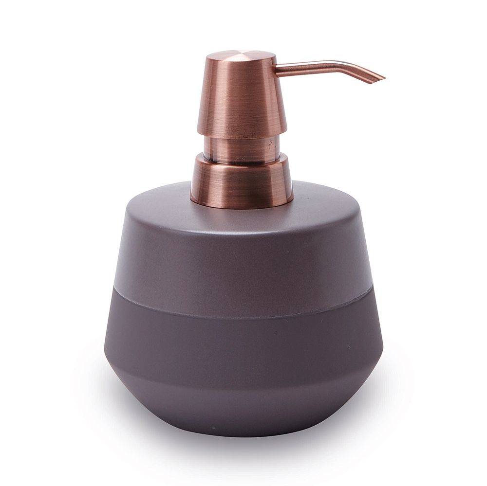 Aquanova – Opaco Soap Dispenser – Mauve – Black / Copper – Stoneware – 13.6cm x 10.5cm
