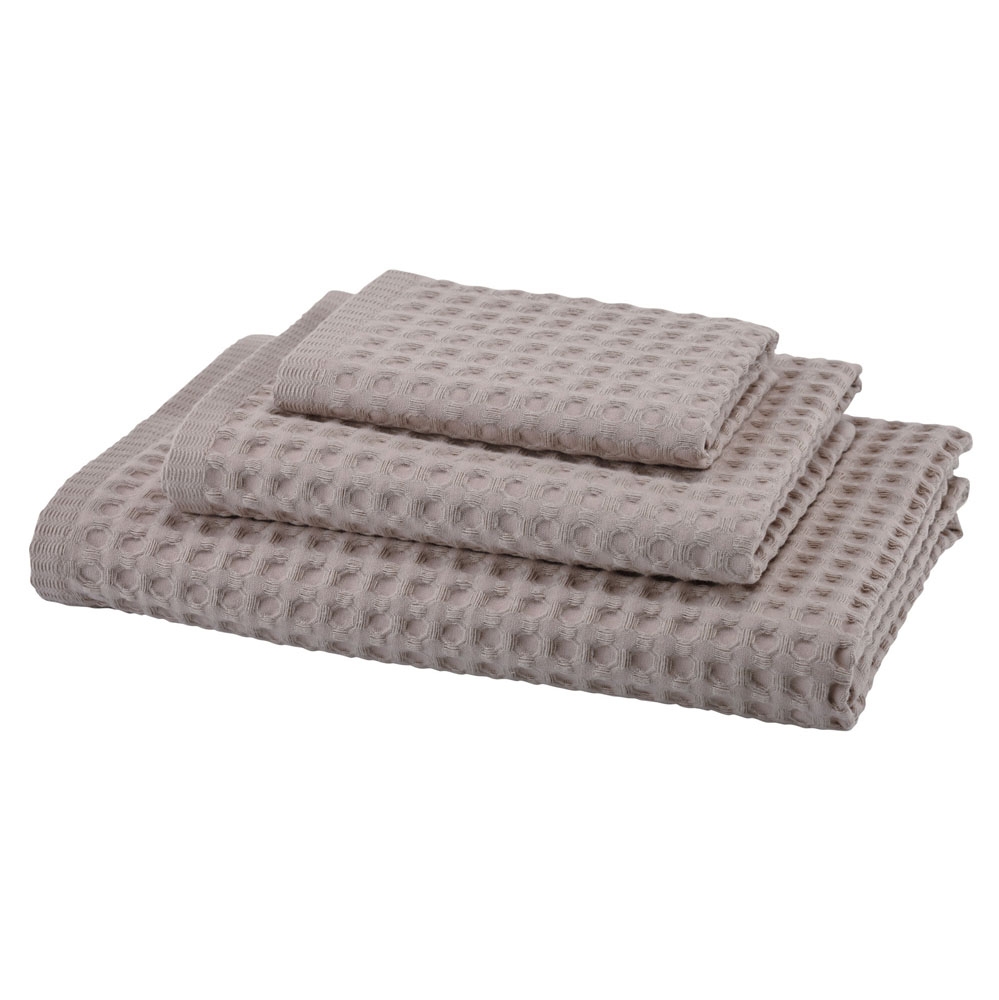 Aquanova – Erin Towels – Shark – Bath Towel – Khaki – 100% Waffle Pique Cotton – 60cm x 110cm