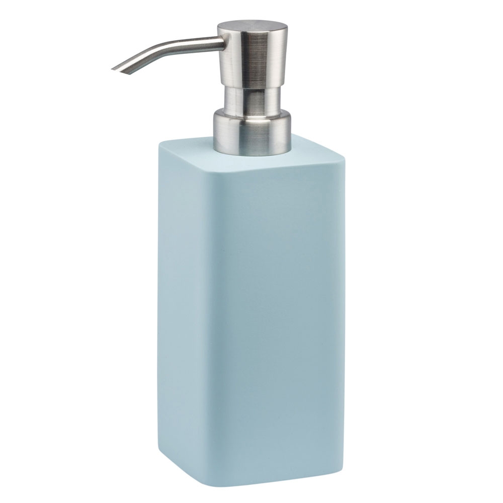 Aquanova – Ona Soap Dispenser – Aquatic – Blue / Silver – Polyresin / Rubber Finish / Stainless Steel – 17.4cm