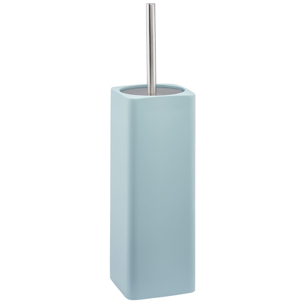 Aquanova – Ona Toilet Brush – Aquatic – Blue / Silver – Polyresin / Rubber Finish / Polished Stainless Steel – 25.1cm x 9.7cm x 9.7cm
