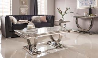 Luxury Marble and Chrome Console Table Cream – CGC Retail Outlet