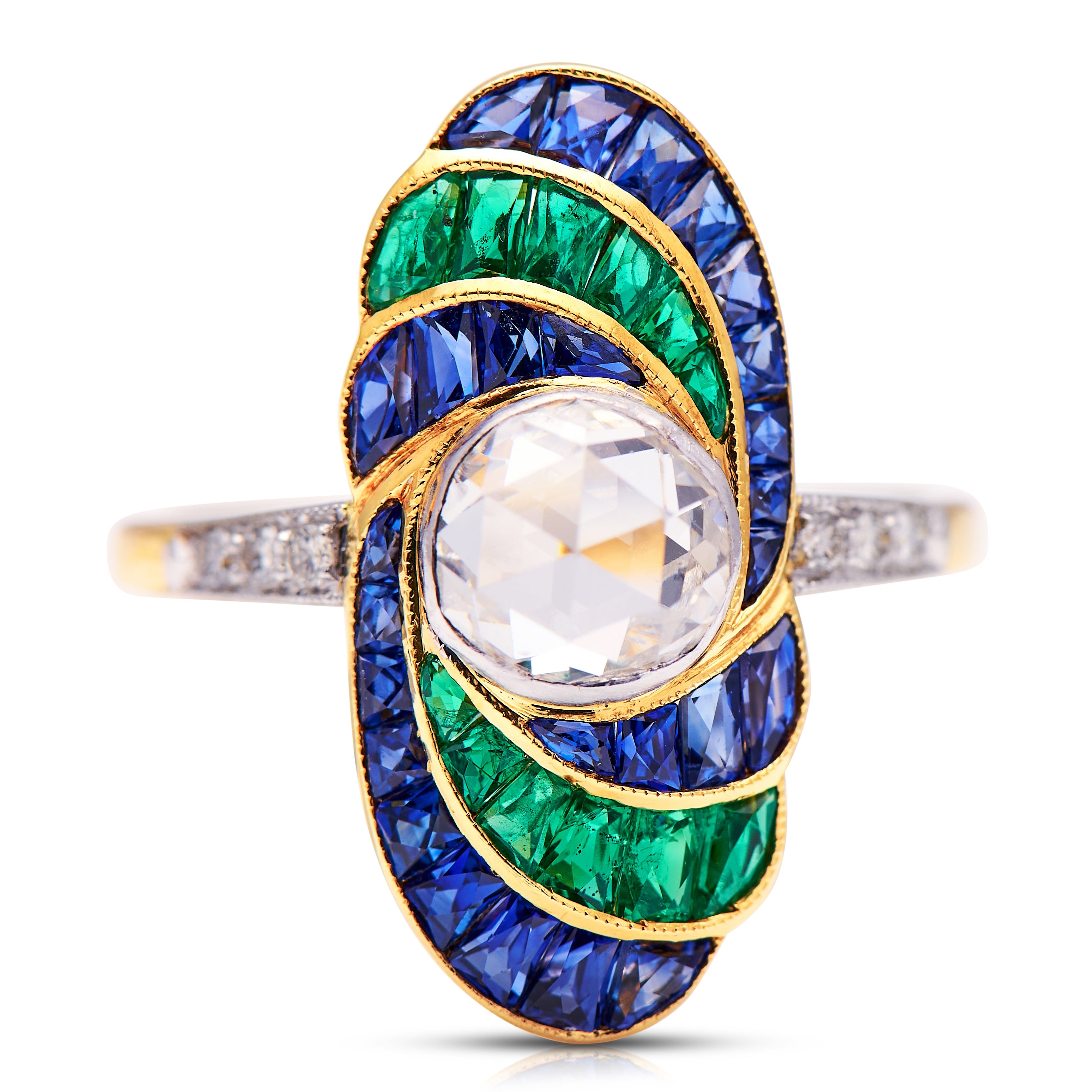On Hold | Art Deco, Sapphire, Emerald and Diamond Ring, Emerald – Art Deco – Blue – Vintage Ring – Antique Ring Boutique