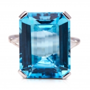 Art Deco, Platinum, Aquamarine and Diamond Ring – Vintage Ring – Antique Ring Boutique