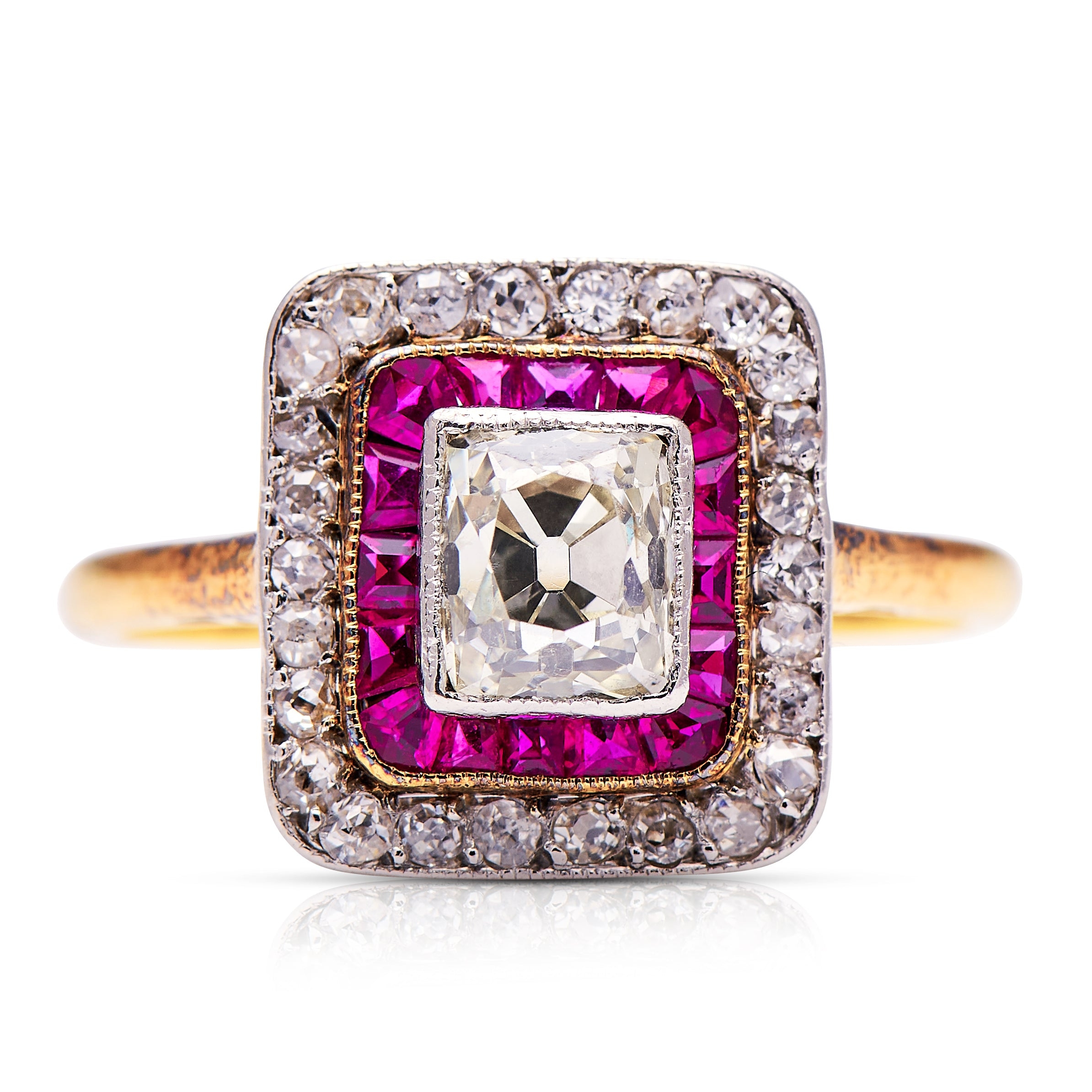 Art Deco, French, 18ct Gold, Diamond and Ruby Ring – Vintage Ring – Antique Ring Boutique