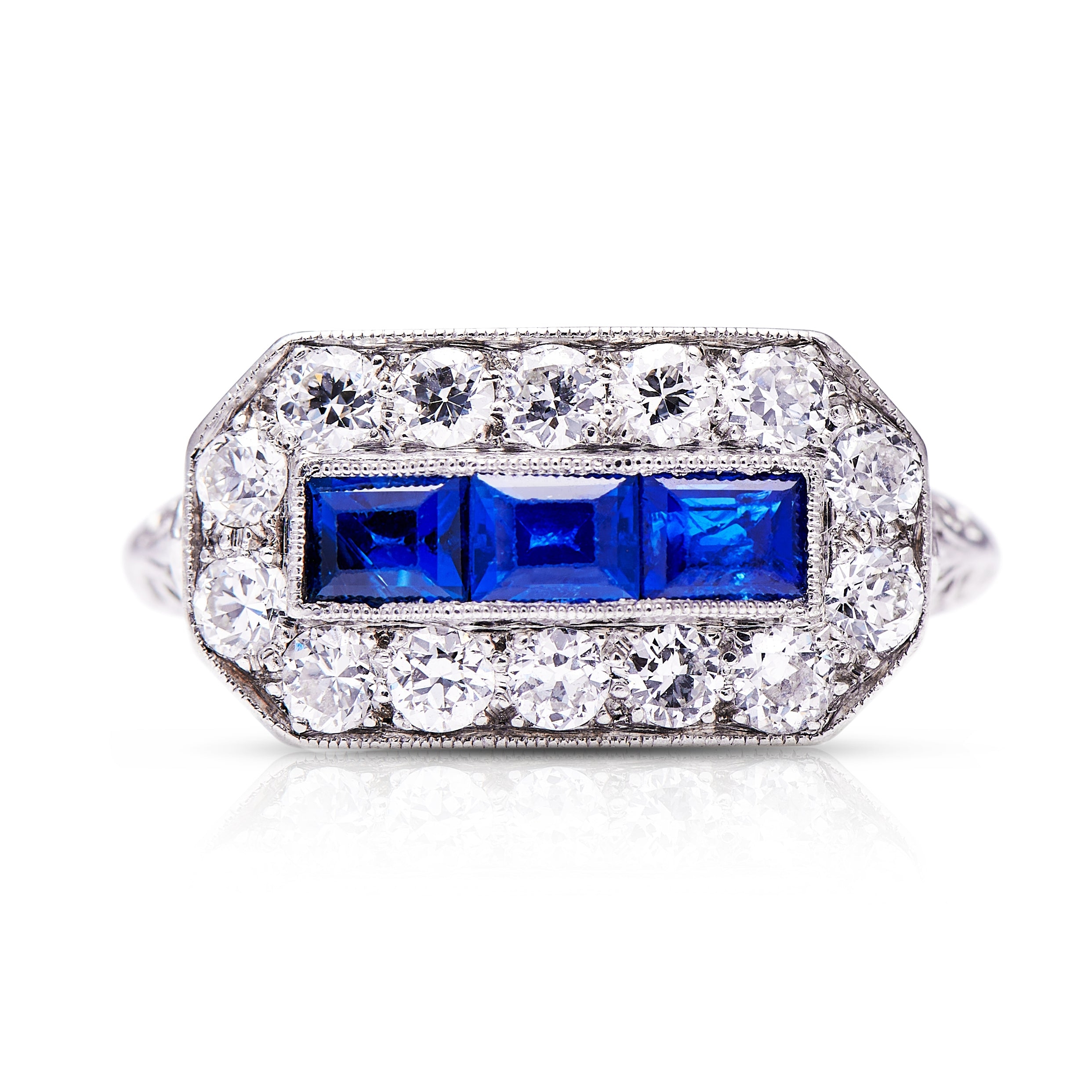 Engagement | Art Deco, Platinum, Sapphire and Diamond Ring – Vintage Ring – Antique Ring Boutique