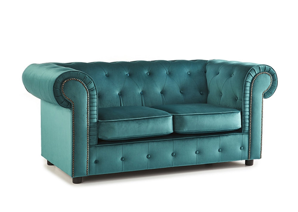 Ashbourne 2 seater Chesterfield sofa Teal – Furnishop