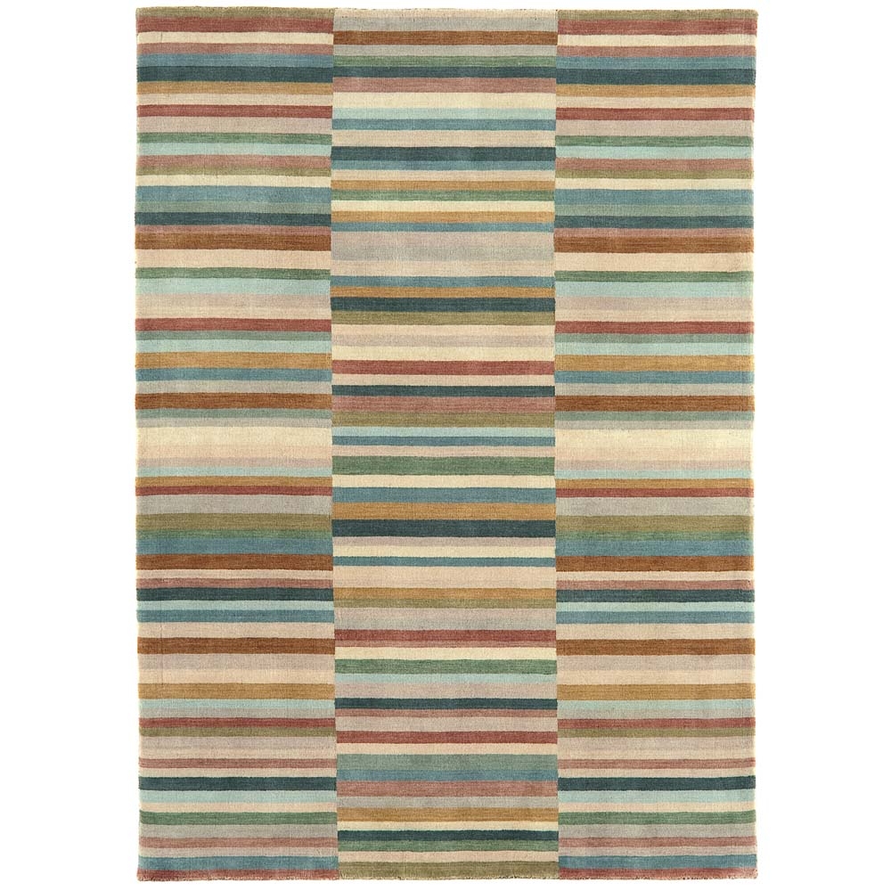 Asiatic London – Jacob Stripe Rug – Green Multi – 120 x 180 – Brown / Blue / Creamm – 100% Wool – 120cm