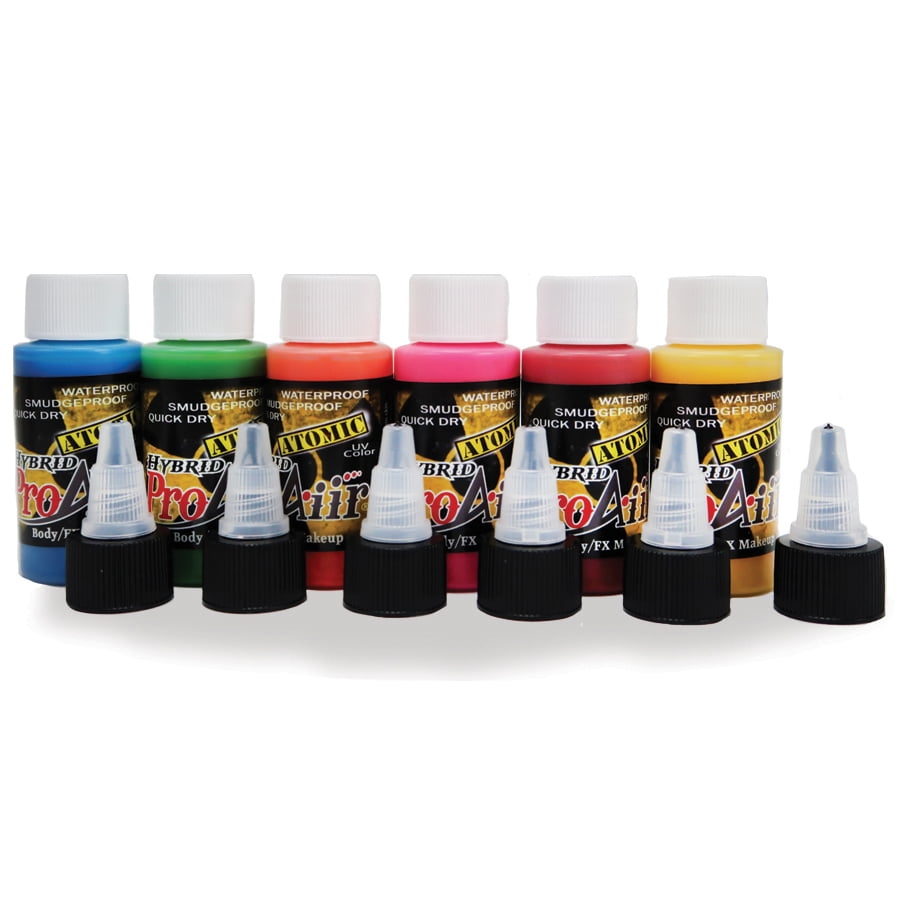 ProAiir Hybrid Atomic Colours Pack 6 x 30ml – 1oz AirBrush paint – Face & Body Paint – Dublin Body Paint