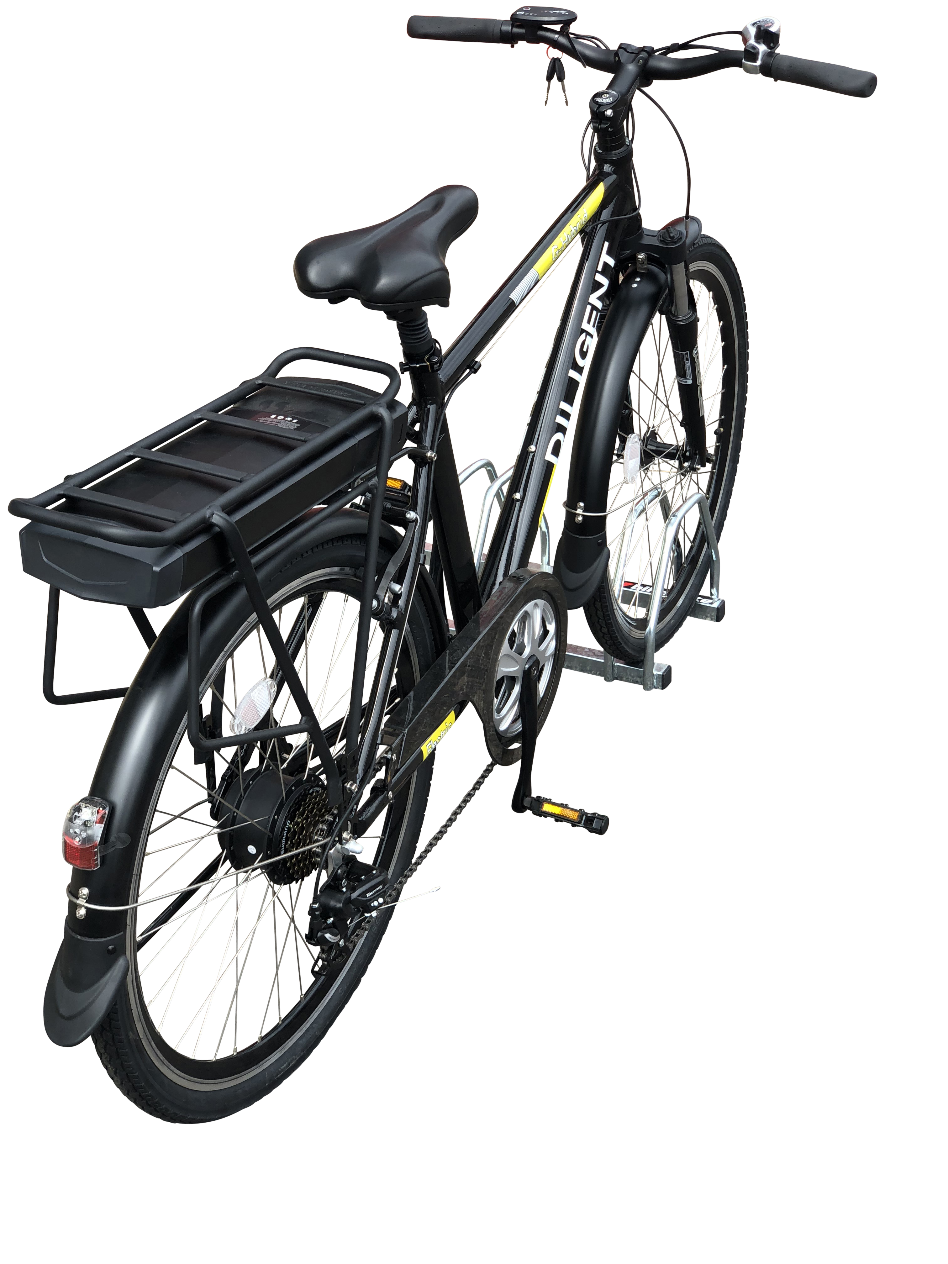 Commuter Ebike – G-Hybrid – Diligent – 36v Battery – Black – Pedal Assist – Green Hybrid Bikes