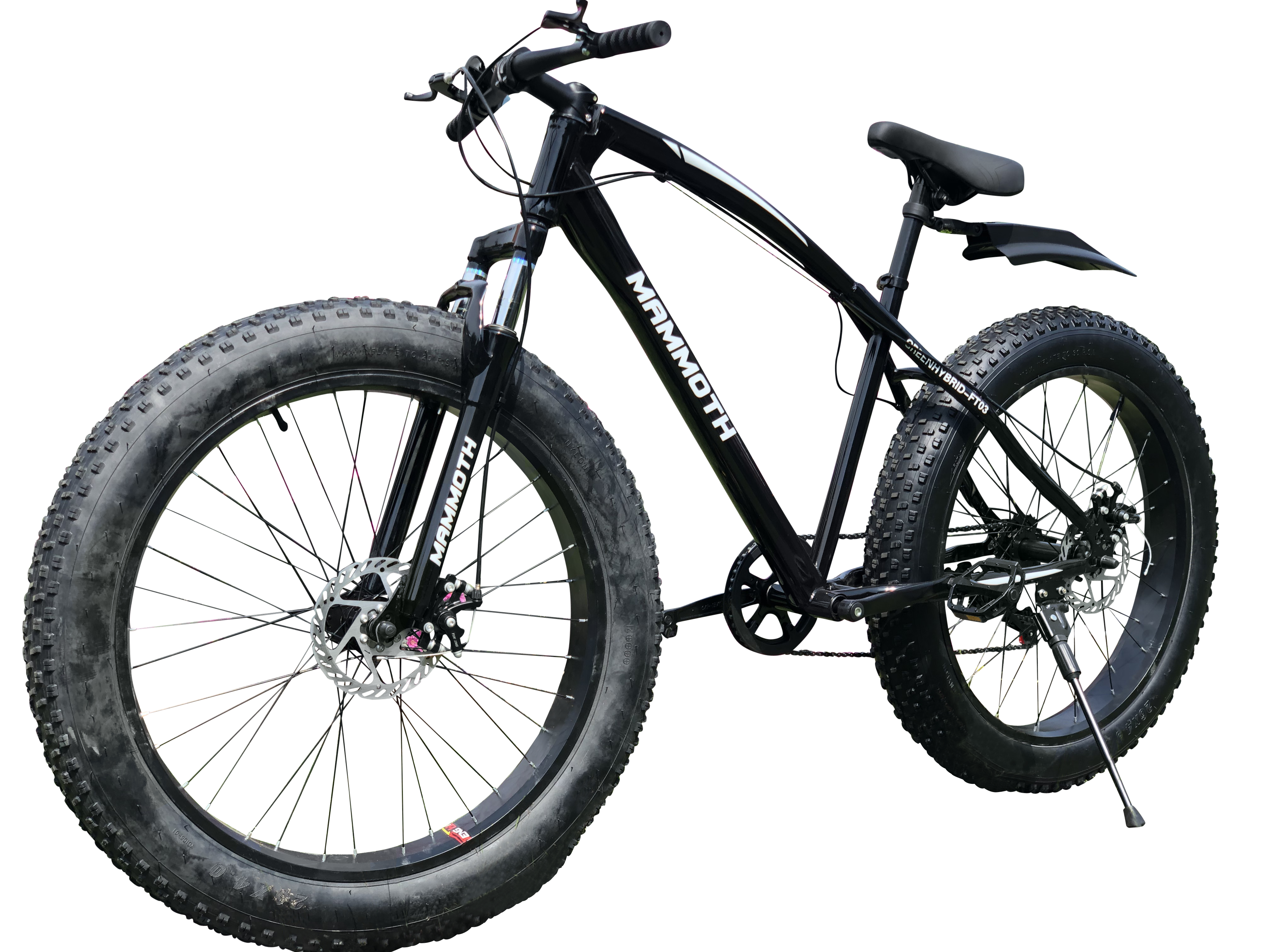 Fat Tyre Bike – G-Hybrid – Mammoth -Suspension & Gear 20′ – Black – Green Hybrid Bikes