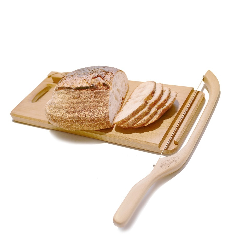 Beech Fiddle Bow Bread Knife & Board Set – Right Handed – XL – JonoKnife