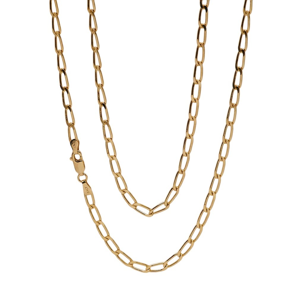 Women’s 925 Sterling Silver Link Paperclip Chain, Yellow Gold Colour Chain Necklace, 18″
