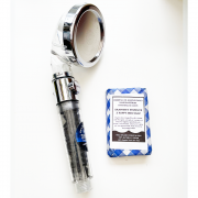 Shungite Showerhead C60 Water Purification Stones Softens Water Energizes + Water Saving shower head – Showerhead & Shungite Soap Combo – Silver