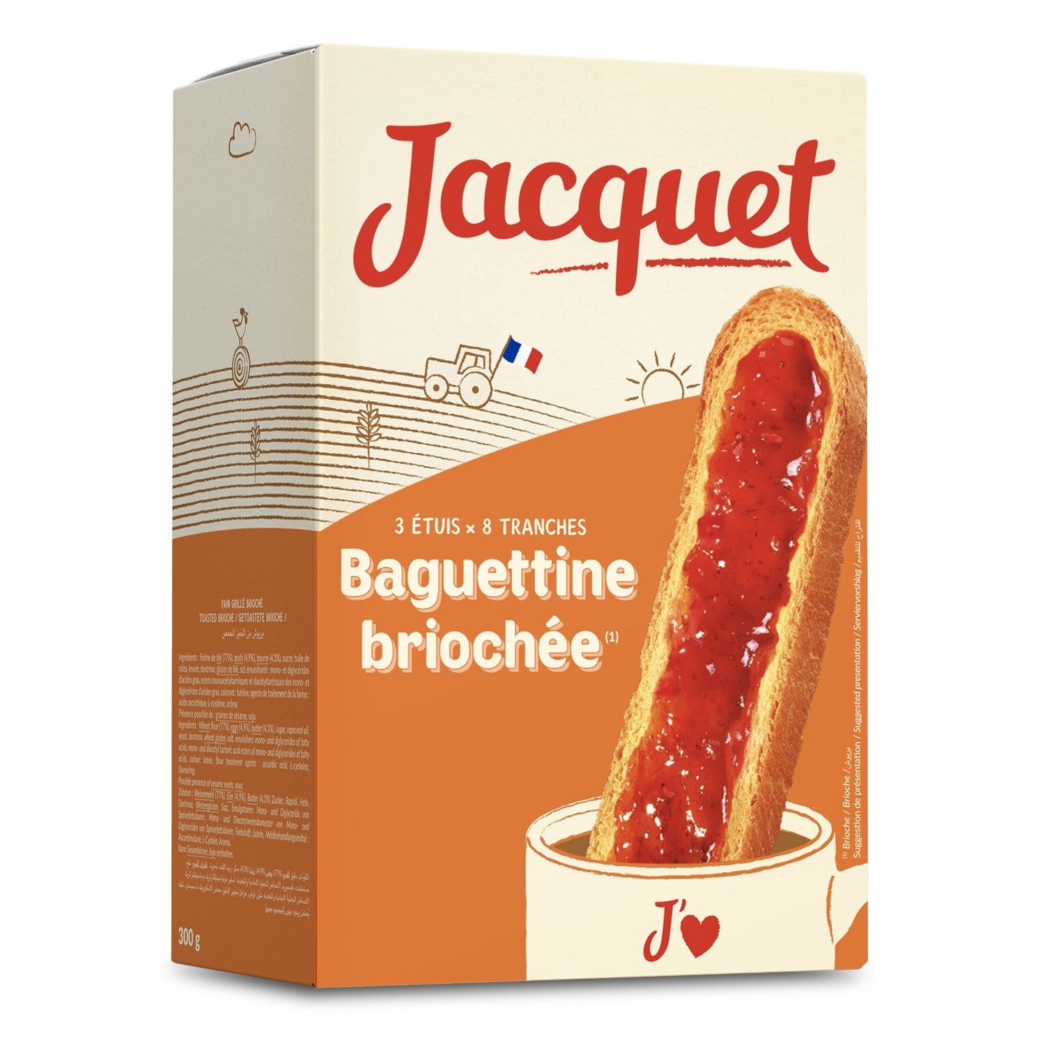 Baguettines briochées 24 tranches – All butter baguette-shaped toasts x 24 – Jacquet, 300g – Chanteroy – Le Vacherin Deli