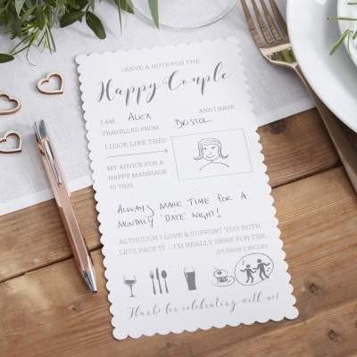 Ginger Ray – Wedding – Advice For The Happy Couple Cards – White – Party Supplies
