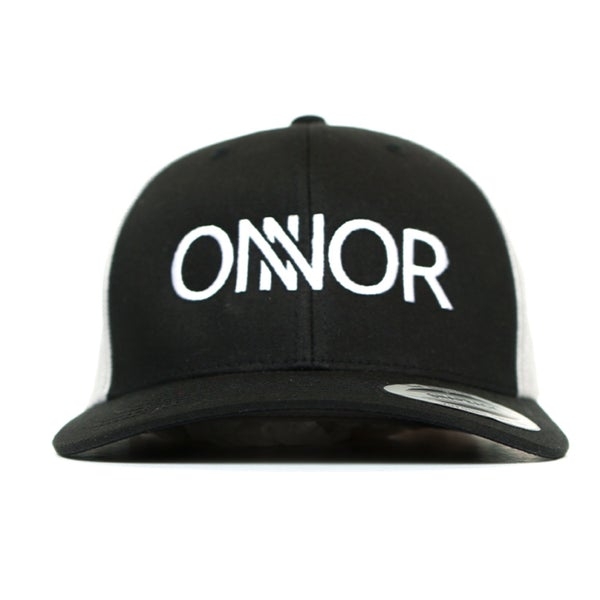 Black & White Snapback – White Embroidered ONNOR Logo – ONNOR Limited