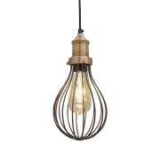 Industville – Brooklyn Balloon Cage Pendant – 6 Inch – Ceiling Light – Light Shade – Brass / Black Colour – Brass / Pewter Material – 31.5 CM X 14 CM X 14 CM