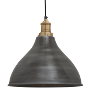 Industville – Brooklyn Cone Pendant – 12 Inch – Ceiling Light – Light Shade – Black / Brass Colour – Pewter / Brass Material – 30.5 CM X 30 CM X 30 CM