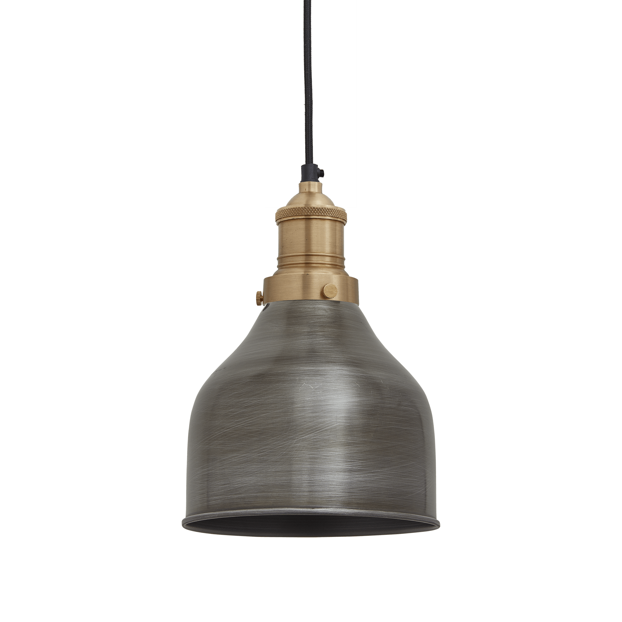 Industville – Brooklyn Cone Pendant – 7 Inch – Ceiling Light – Light Shade – Black / Brass Colour – Pewter / Brass Material – 26.5 CM X 18 CM X 18 CM