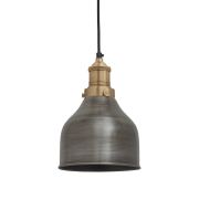 Industville – Brooklyn Cone Pendant – 7 Inch – Ceiling Light – Light Shade – Black / Brass Colour – Pewter / Brass Material – 26.5 CM X 18 CM X 18 CM