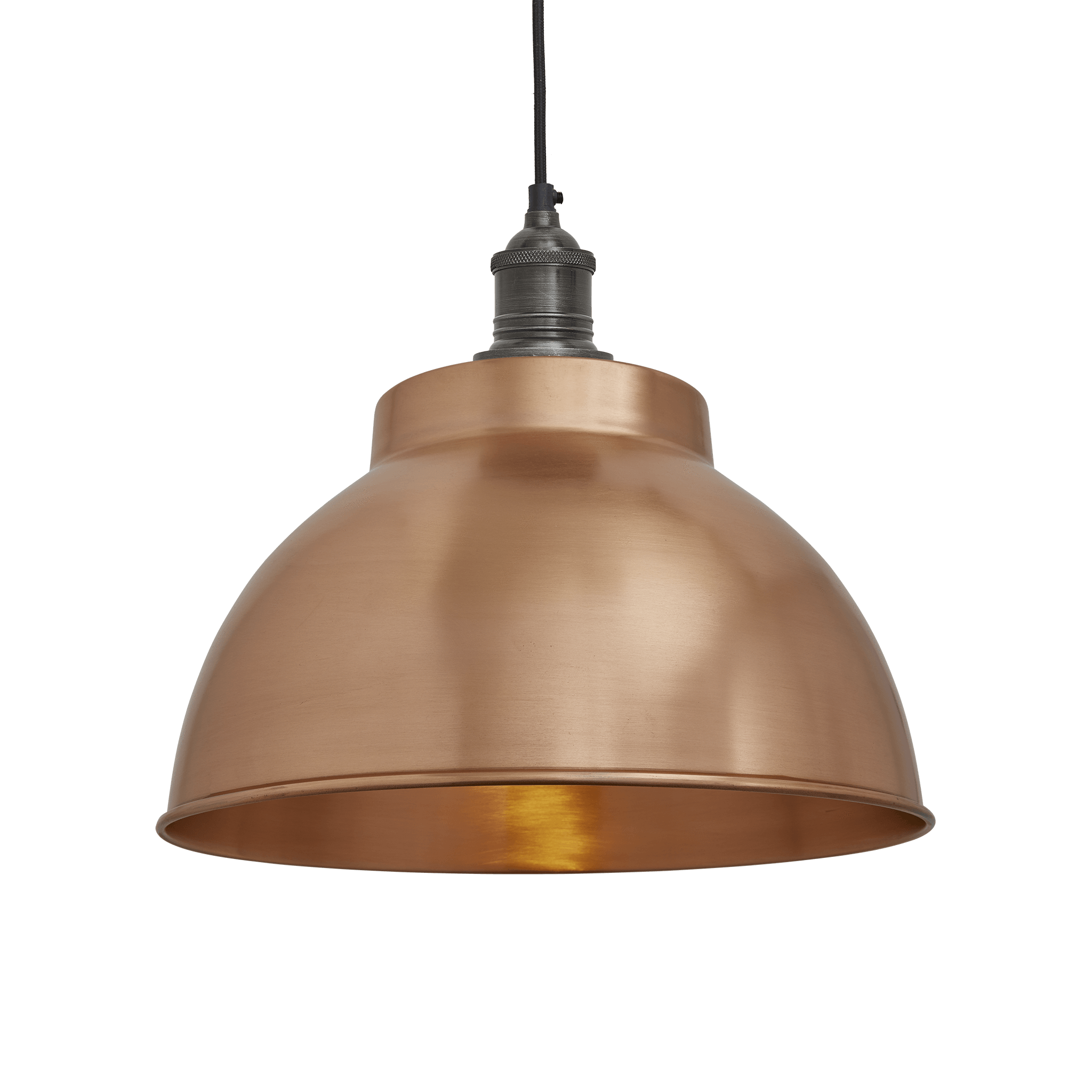 Industville – Brooklyn Dome Pendant – 13 Inch – Ceiling Light – Light Shade – Copper / Black Colour – Copper / Brass Material – 30.5 CM X 33 CM X 33 CM