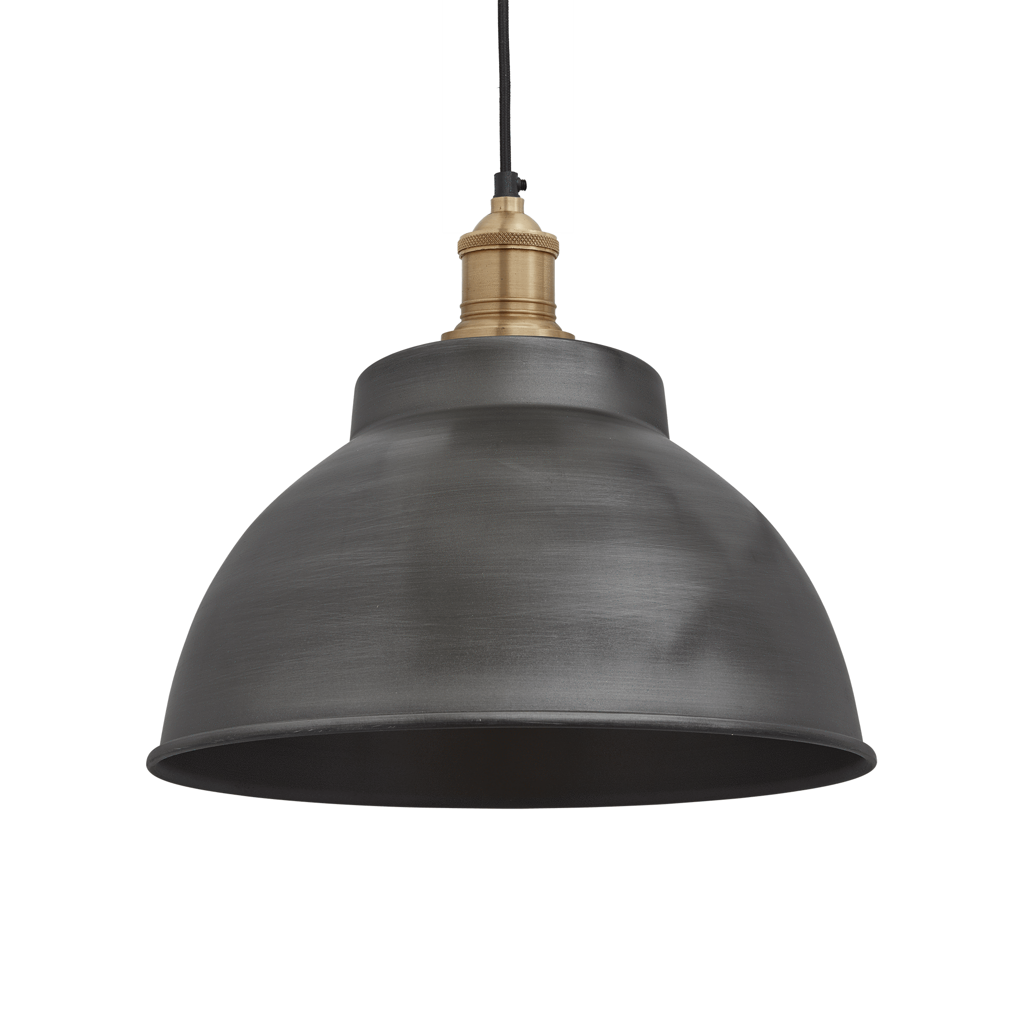 Industville – Brooklyn Dome Pendant – 13 Inch – Ceiling Light – Light Shade – Black / Brass Colour – Pewter / Brass Material – 30.5 CM X 33 CM X 33 CM