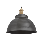 Industville – Brooklyn Dome Pendant – 13 Inch – Ceiling Light – Light Shade – Black / Brass Colour – Pewter / Brass Material – 30.5 CM X 33 CM X 33 CM